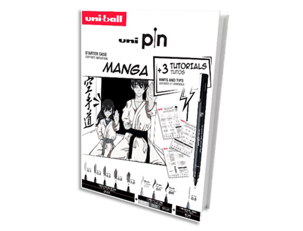 SET INICIACION UNIBALL PIN MANGA STARTER N1 BLISTER DE 8 ROTULADORES + 1 PORTAMINAS